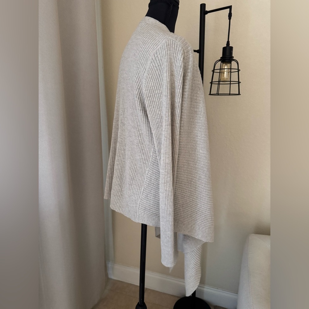 Eileen Fisher Ribbed Wool Open Front Cardigan Cream XS TP - Picture 5 of 9